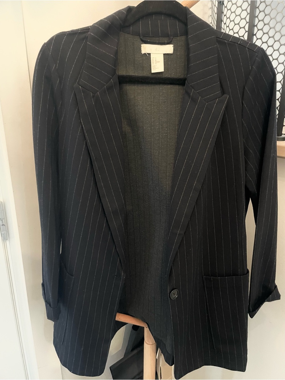 H&M Pinstripe Black Blazer - Classic Tailored Style